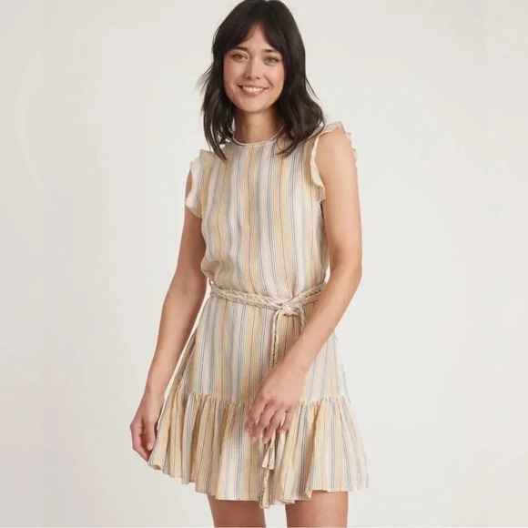 Marine Layer Laney Stripe Tiered Cotton Mini Dress -NWT - Picture 1 of 15